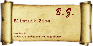 Blistyik Zina névjegykártya